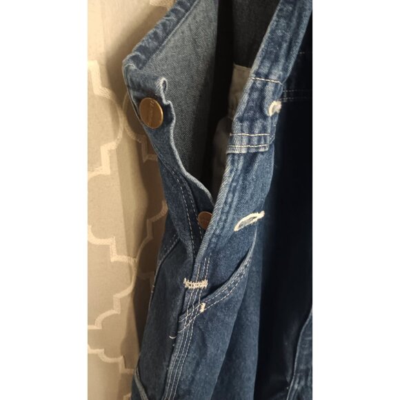Carhartt Loose Fit 42x32 Blue Denim Carpenter Outdoor Work Farmer Overalls - Picture 4 of 8